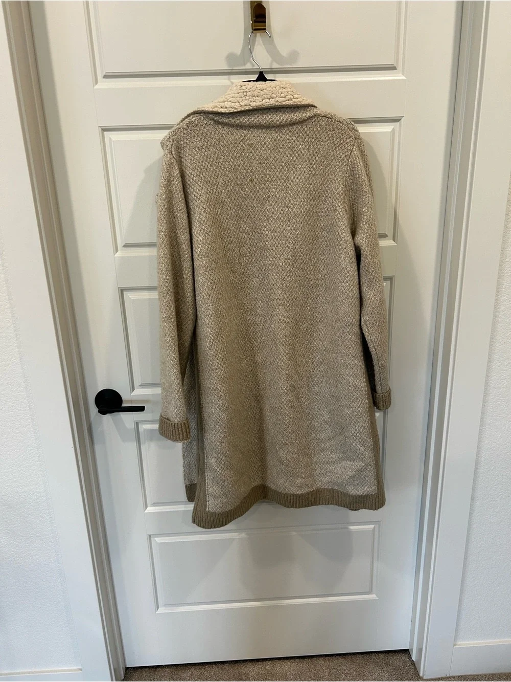 Anthropologie Taupe Knit Sherpa-Lined Open Cardigan Jacket xl